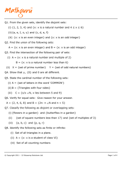 Q1. From the given sets, identify the disjoint sets