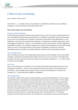 Example Invitation for RRI workshop on funding strategies
