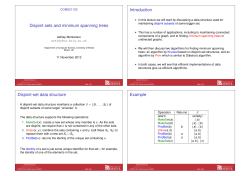 Disjoint sets and minimum spanning trees Introduction Disjoint