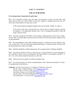 Local purchase - rdso - Ministry of Railways