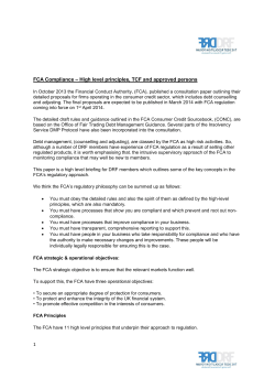 1 FCA Compliance &ndash; High level principles, TCF and approved persons