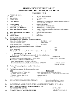 View CV - Staff - Redeemer`s University