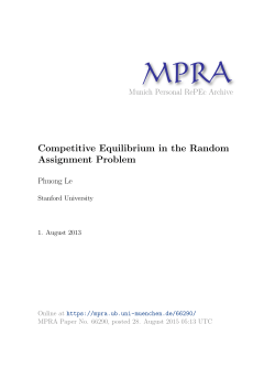 Competitive Equilibrium in the Random Assignment Problem