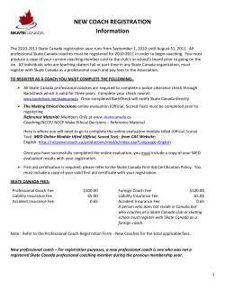 NEW COACH REGISTRATION Information