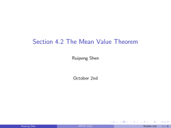 Section 4.2 The Mean Value Theorem