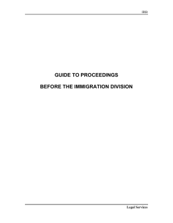 Guide to Proceedings Before the Immigration Division