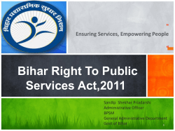 Ensuring Services, Empowering People &ldquo; Bihar Right To Public