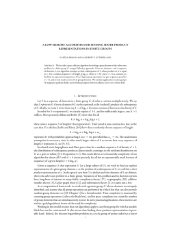 A low-memory algorithm for finding short product
