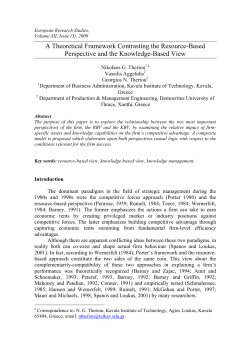 A Theoretical Framework Contrasting the Resource
