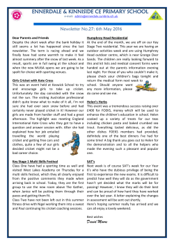 Newsletter No 27: 6th May 2016 - Ennerdale And Kinniside C of E