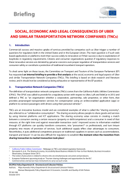 SOCIAL, ECONOMIC AND LEGAL CONSEQUENCES OF UBER