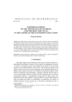 FURTHER EXAMPLES OF THE APPEARANCE OF MATRICES