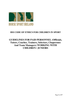 GUIDELINES FOR PAID PERSONNEL (Officials, Tutors, Coaches