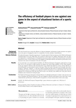 The efficiency of football players in one against one game in the