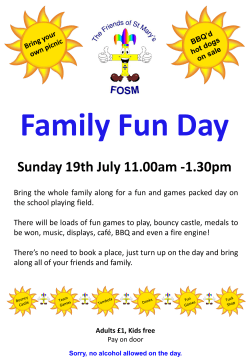 Family Fun Day Sunday 19th July 11.00am