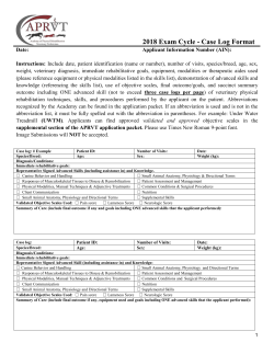 2018 Exam Cycle - Case Log Format