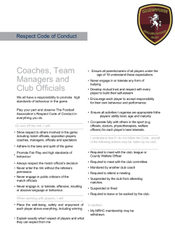 Coaches, Team Managers and Club Officials