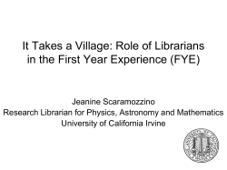 Role of Librarians in the First Year Experience (FYE)