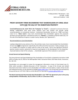 proxy advisory firms recommend that shareholders of coral gold vote