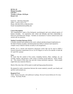 HUMA 10 Human Sexuality