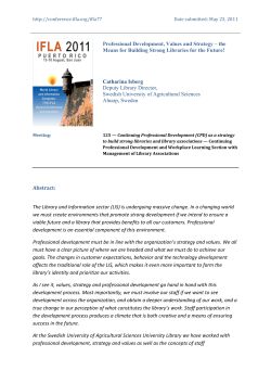 Professional Development, Values and Strategy &ndash; the Means for