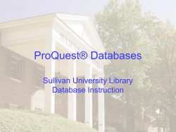 ProQuest - Sullivan University Library