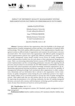 IMpACT Of DIffErENT QUALITy MANAgEMENT SySTEM