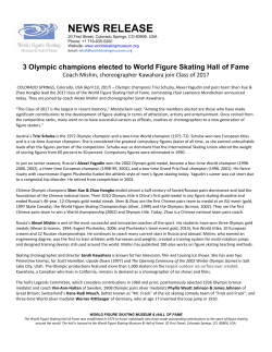 3 Olympic champions elected to World Figure Skating Hall of Fame