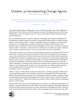 Children as Handwashing Change Agents