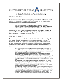 Guidelines for Students on Academic Warning