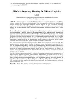 Min/Max Inventory Planning for Military Logistics