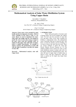 Mathematical Analysis of Solar Water Distillation System