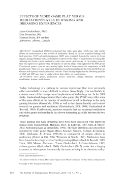 effects of video game play versus meditation/prayer in waking and