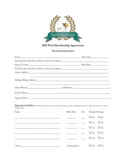 2016 Pool Membership Agreement