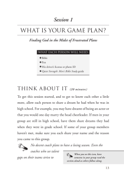Session 1 WHAT IS YOUR GAME PLAN?