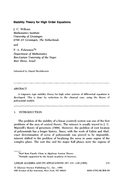 Stability Theory for High Order Equations