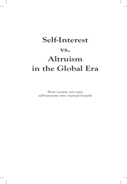 Self-Interest vs. Altruism in the Global Era