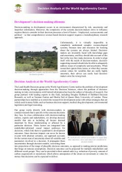 Decision Analysis at the World Agroforestry Centre