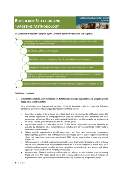 Beneficiary Selection and Targeting Methodology