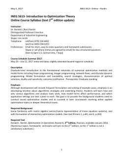 INEG 5613- Introduction to Optimization Theory Online Course