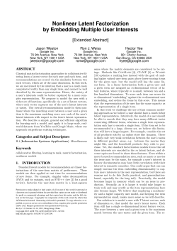 Nonlinear Latent Factorization by Embedding