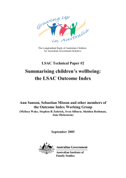 Summarising children`s wellbeing: the LSAC Outcome Index