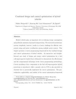 Combined design and control optimization of hybrid vehicles
