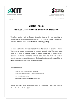 Master Thesis: &ldquo;Gender Differences in Economic Behavior&rdquo;