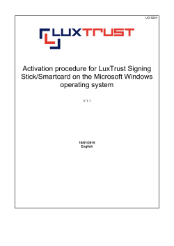 Activation procedure for LuxTrust Signing Stick/Smartcard on the