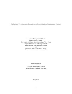 Romanticism`s Demystification of Madness and Creativity