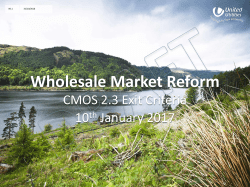 Draft market reform - exit criteria