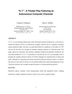 " It/I": A Theater Play Featuring an Autonomous Computer Character