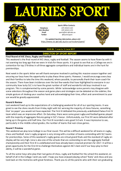 DIRECTOR OF SPORT REPORT Final Round of AIC Chess, Rugby