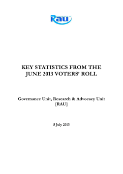 KEY STATISTICS FROM THE JUNE 2013 VOTERS` ROLL